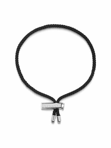 Nialaya Men's String Bracelet Men's Black String Bracelet with Adjustable Silver Lock MST_039